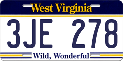 WV license plate 3JE278