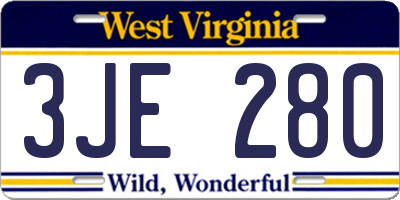 WV license plate 3JE280