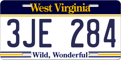 WV license plate 3JE284