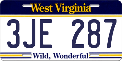 WV license plate 3JE287