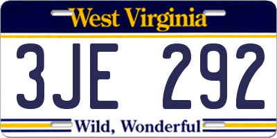 WV license plate 3JE292