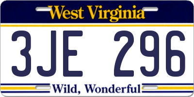 WV license plate 3JE296