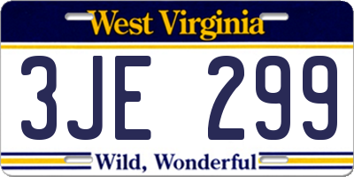 WV license plate 3JE299