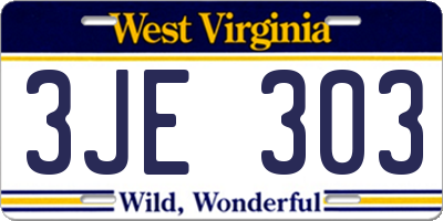 WV license plate 3JE303