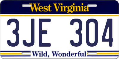 WV license plate 3JE304