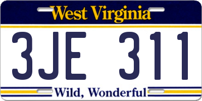 WV license plate 3JE311