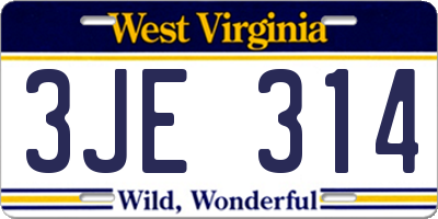WV license plate 3JE314