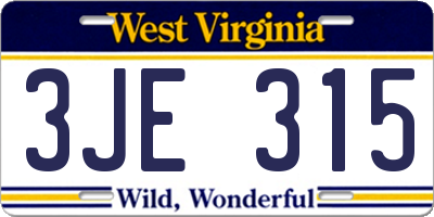 WV license plate 3JE315
