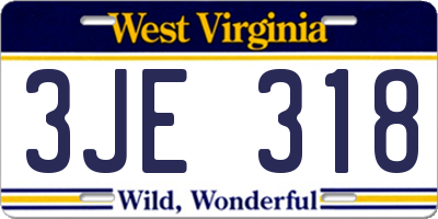 WV license plate 3JE318