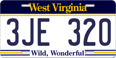 WV license plate 3JE320