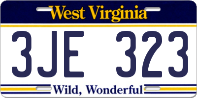 WV license plate 3JE323