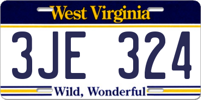 WV license plate 3JE324