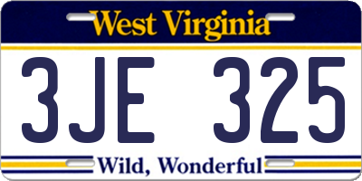 WV license plate 3JE325