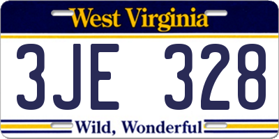 WV license plate 3JE328
