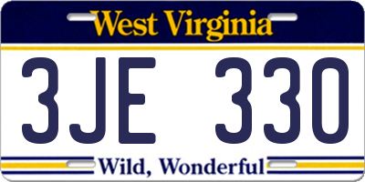 WV license plate 3JE330