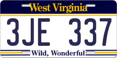 WV license plate 3JE337