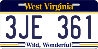 WV license plate 3JE361