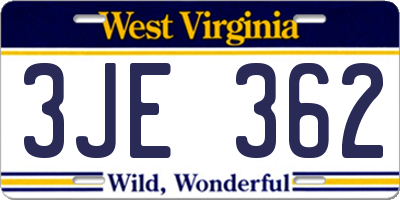 WV license plate 3JE362