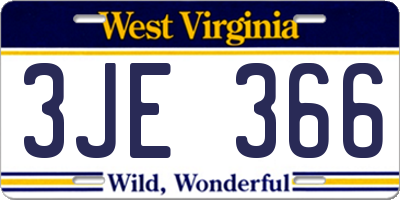 WV license plate 3JE366