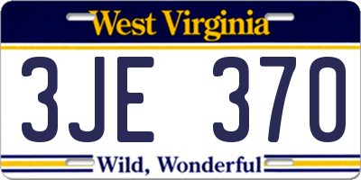 WV license plate 3JE370