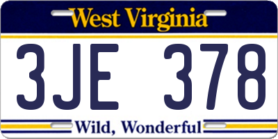 WV license plate 3JE378