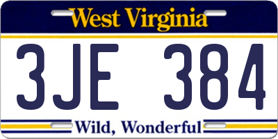 WV license plate 3JE384