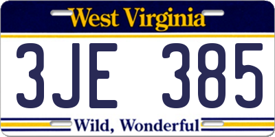 WV license plate 3JE385