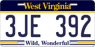 WV license plate 3JE392