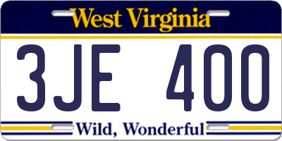 WV license plate 3JE400