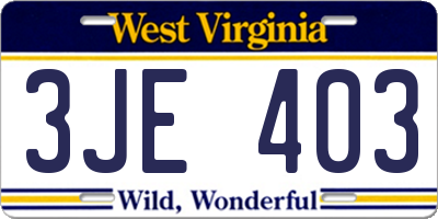 WV license plate 3JE403