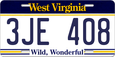 WV license plate 3JE408