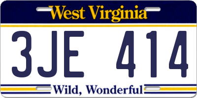WV license plate 3JE414