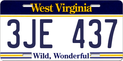 WV license plate 3JE437