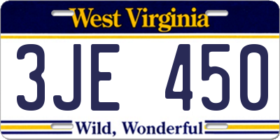 WV license plate 3JE450