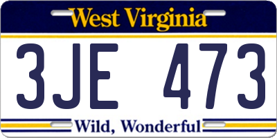 WV license plate 3JE473