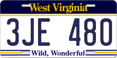 WV license plate 3JE480