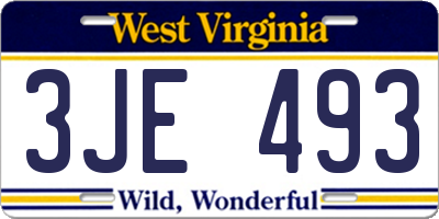 WV license plate 3JE493