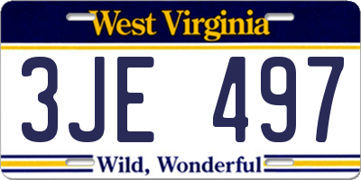 WV license plate 3JE497