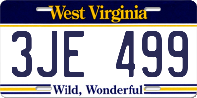 WV license plate 3JE499