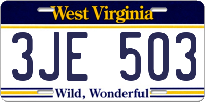 WV license plate 3JE503