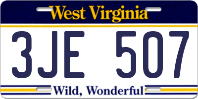 WV license plate 3JE507