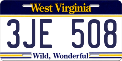 WV license plate 3JE508