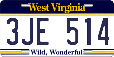WV license plate 3JE514