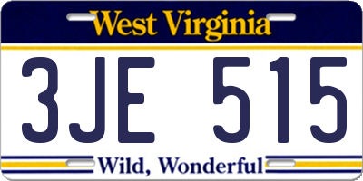 WV license plate 3JE515