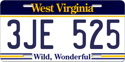WV license plate 3JE525