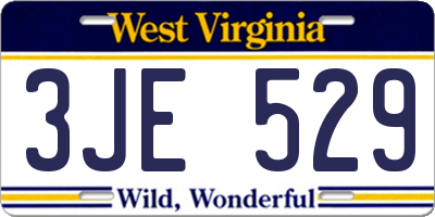 WV license plate 3JE529