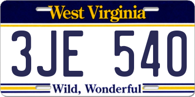 WV license plate 3JE540