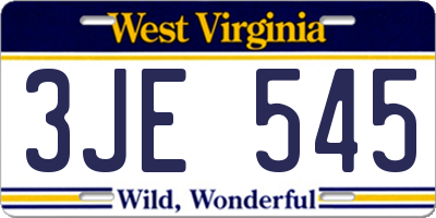 WV license plate 3JE545