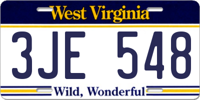 WV license plate 3JE548