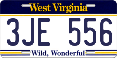 WV license plate 3JE556